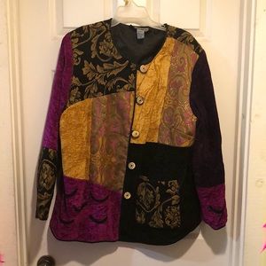 Vintage Indigo Moon Patchwork Jacket, size 1X Multi color,  Plus Size Festival